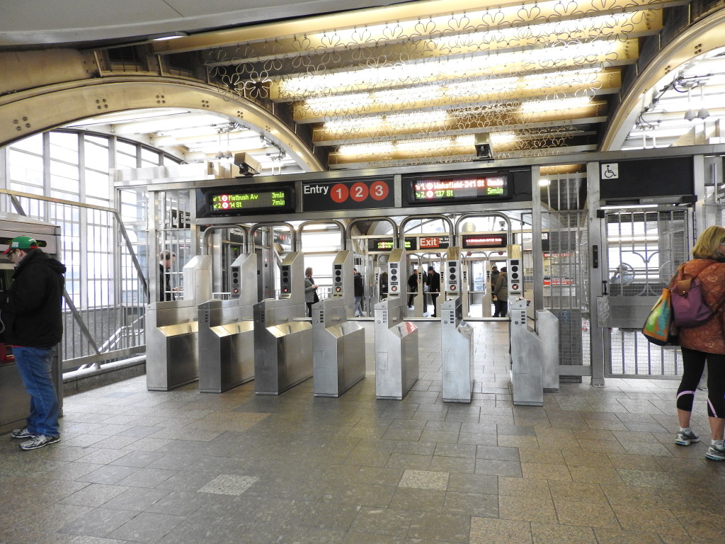 Upper West Side subway station turnstiles NYC near student housing